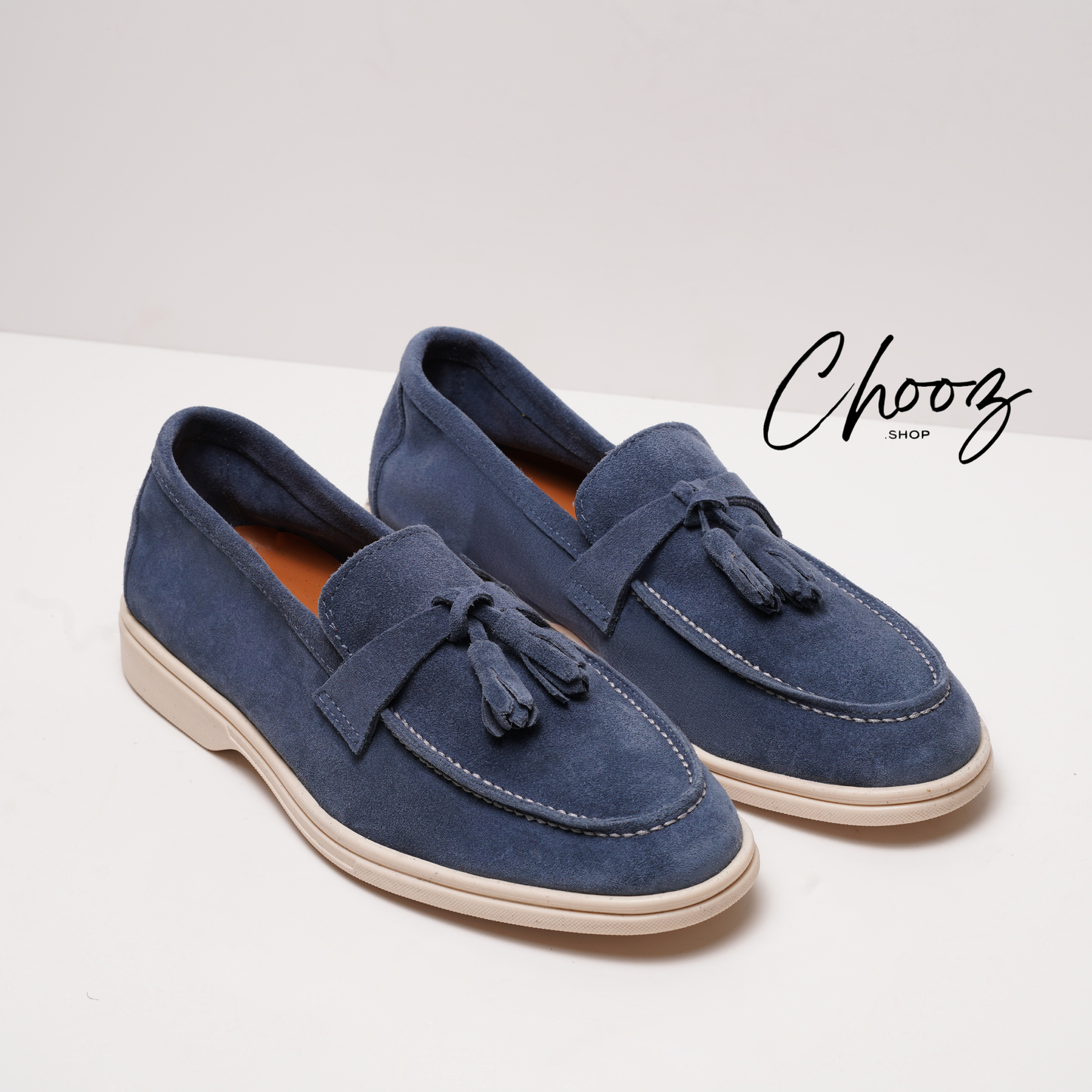 Old Money Mocassin 093 Camoscio Blue Jeans made in Italy