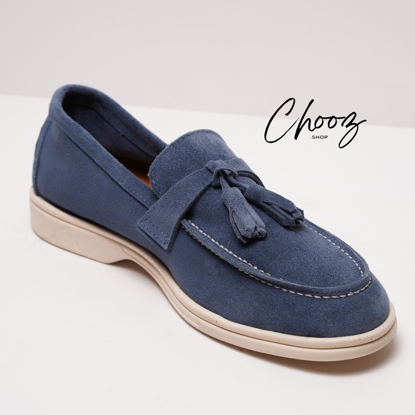 Old Money Mocassin 093 Camoscio Blue Jeans made in Italy