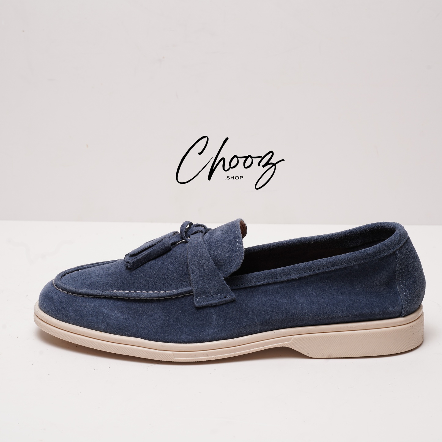 Old Money Mocassin 093 Camoscio Blue Jeans made in Italy