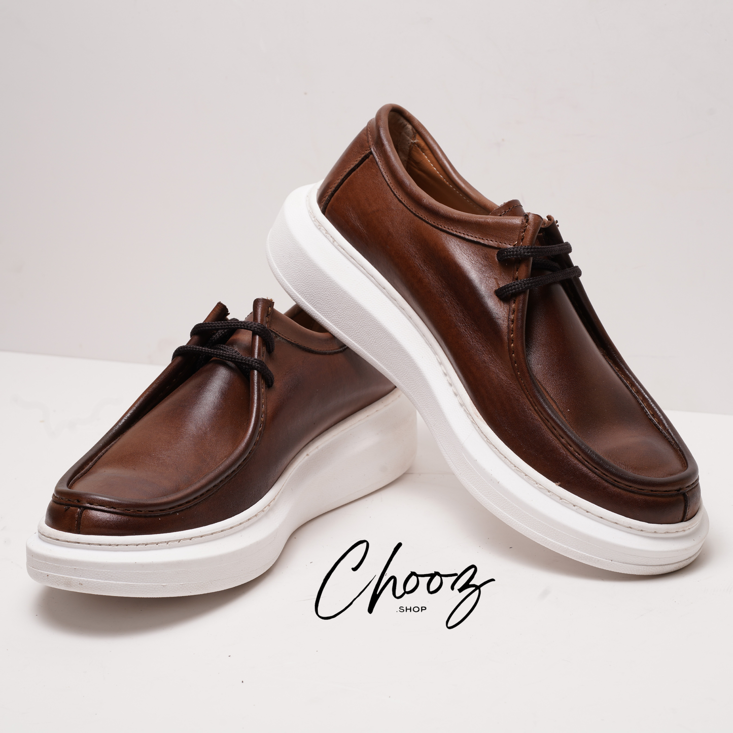 Leather V.F Shoes Marron Made in Italy