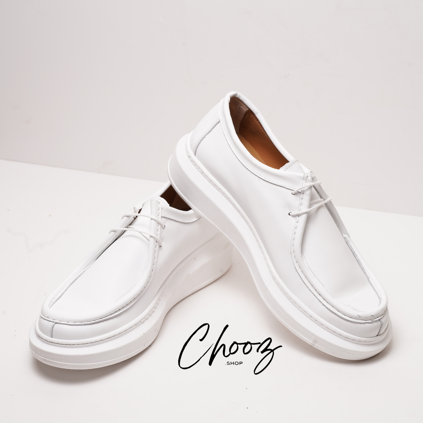 Leather V.F Shoes Blanc Made in Italy