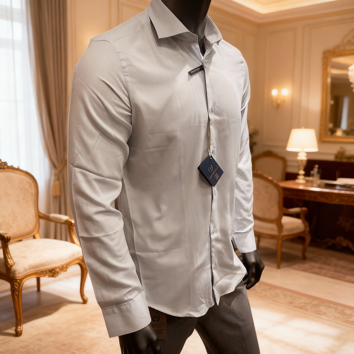 Chemise BARRICHELLO 100% Coton Bleu Gris