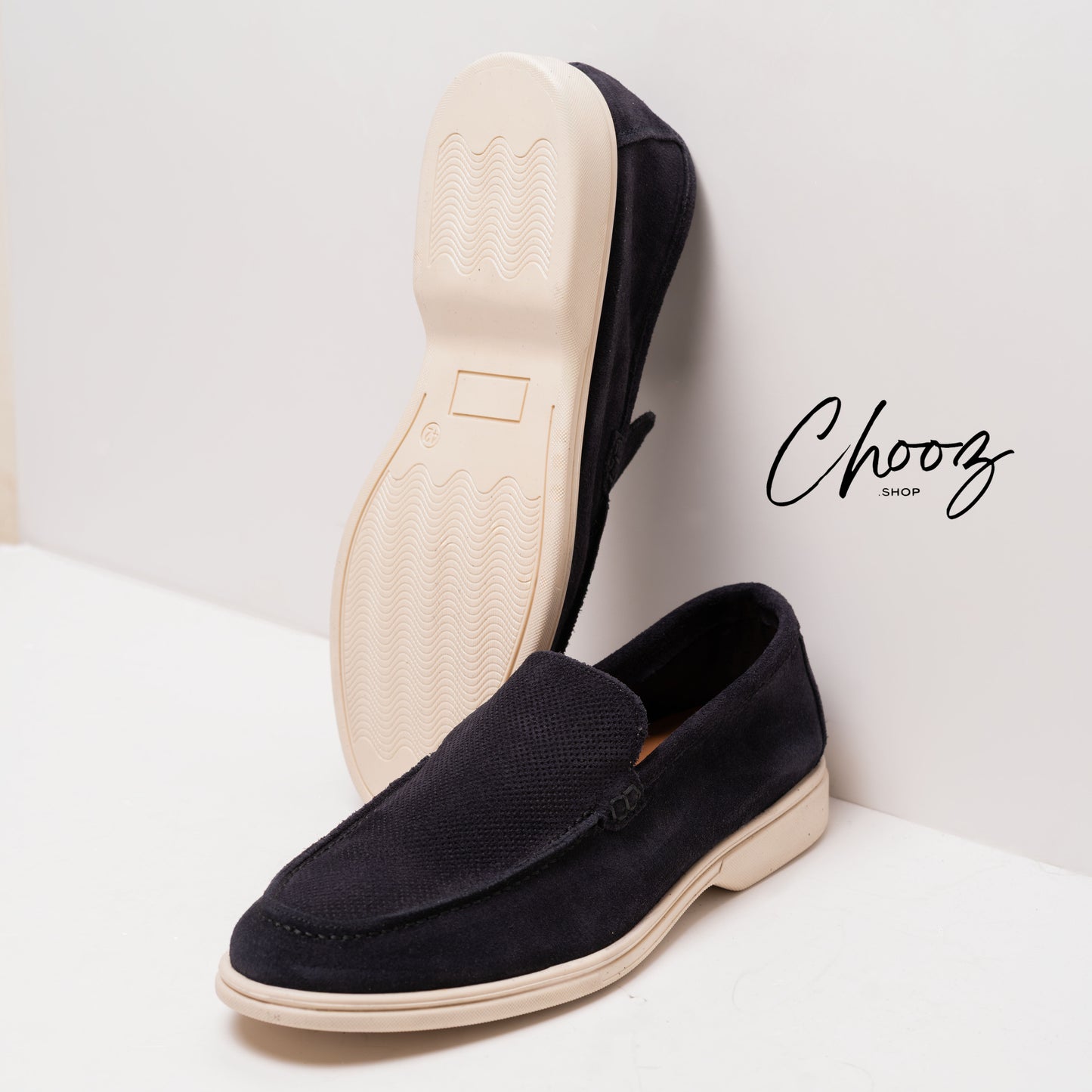 Old Money Mocassin 091 Camoscio Bleu Forato made in Italy