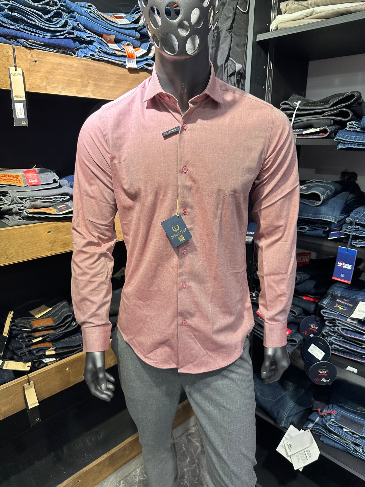 Chemise BARRICHELLO 100% COTON Crevette