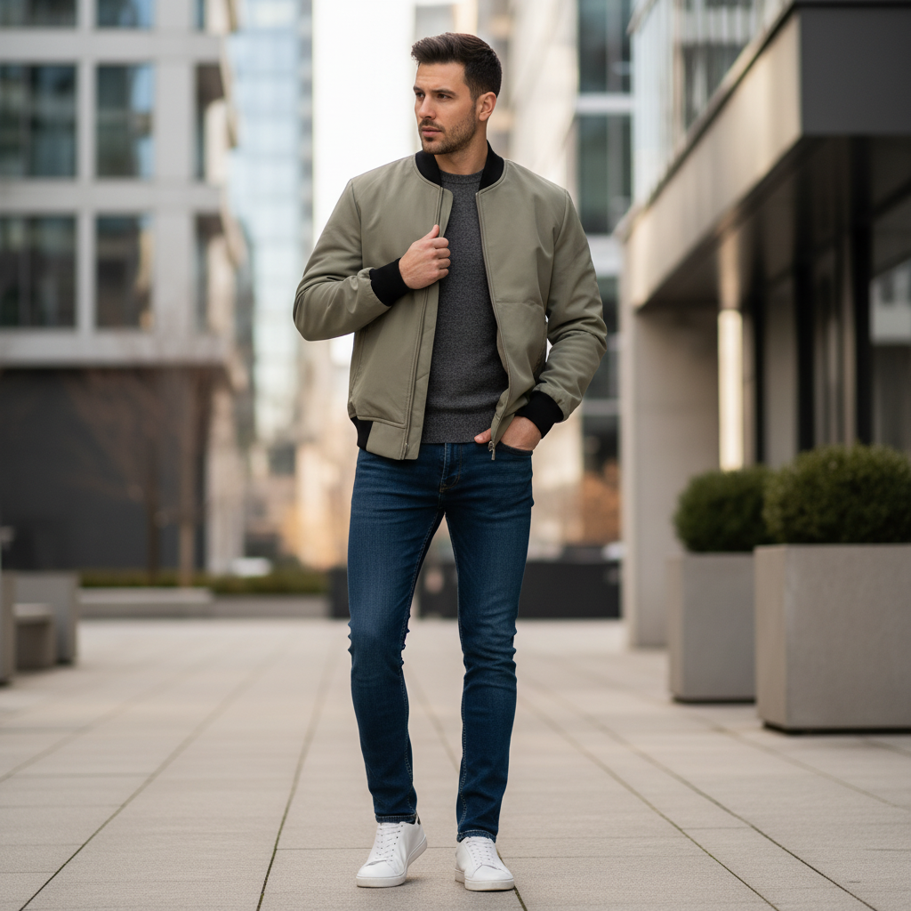 Bomber vert kaki lifestyle urbain