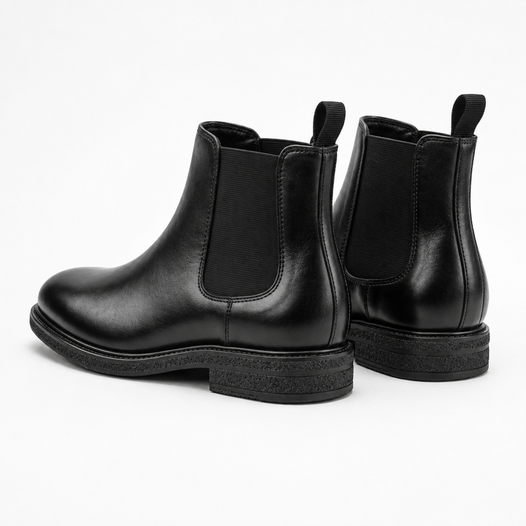 Bottines noires vues de l’arrière en trois quarts