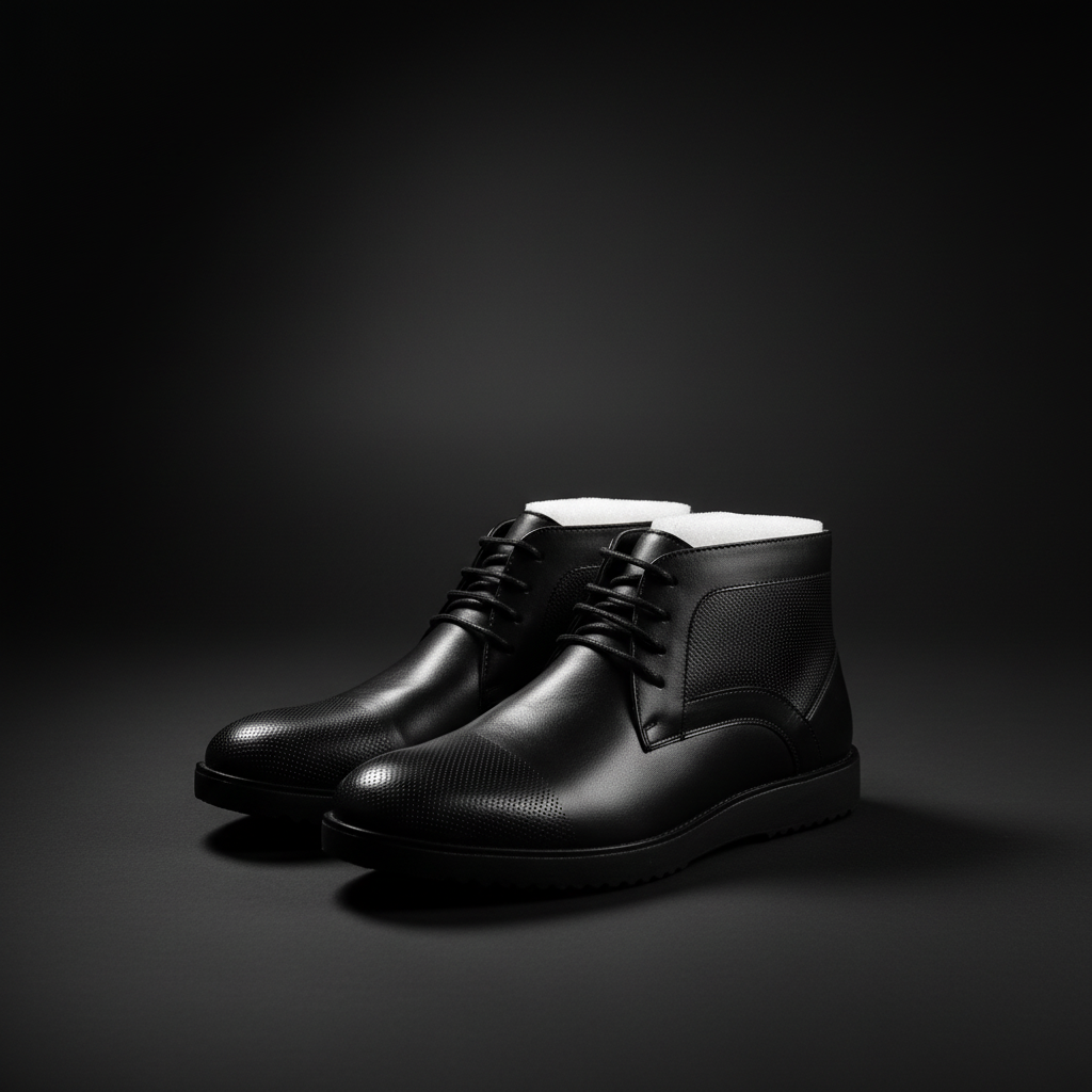 Bottines sur fond noir carré