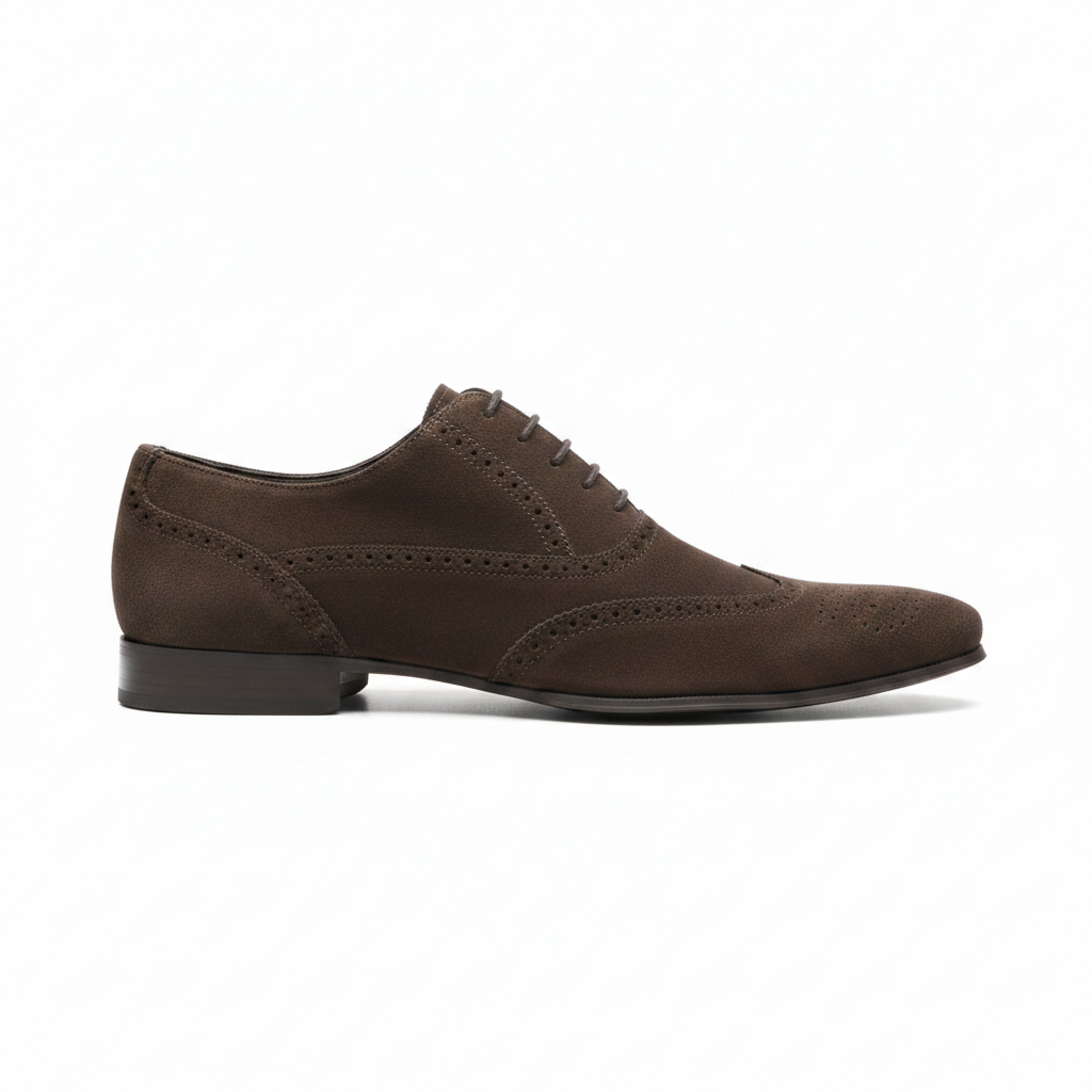 Brown Suede Brogue Derby Side