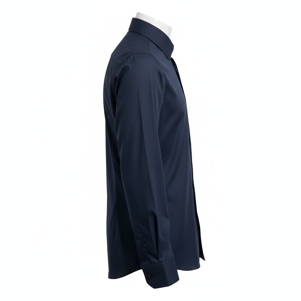 Chemise bleu marine vue de profil