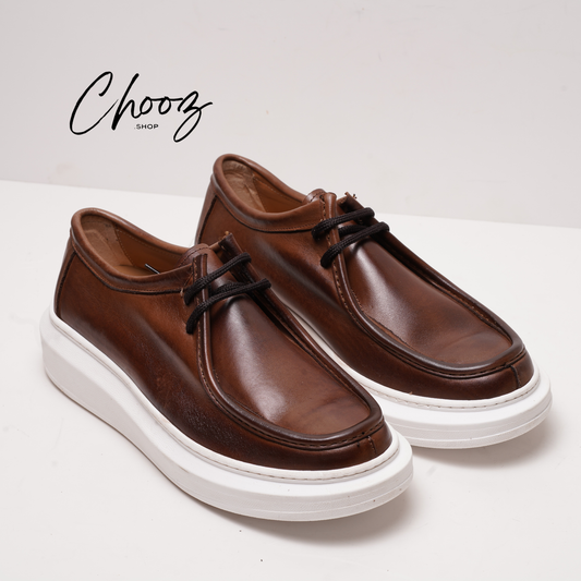 Leather V.F Shoes Marron Made in Italy