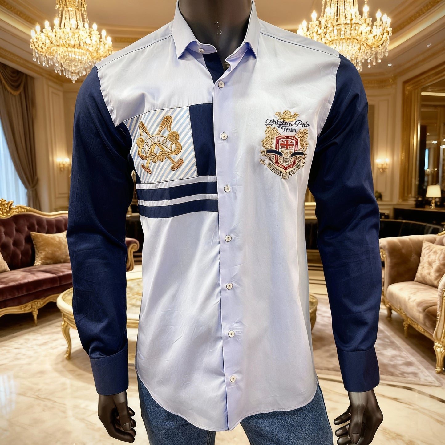 Baurotti Chemise Coton Satiné Made in Italy Blue