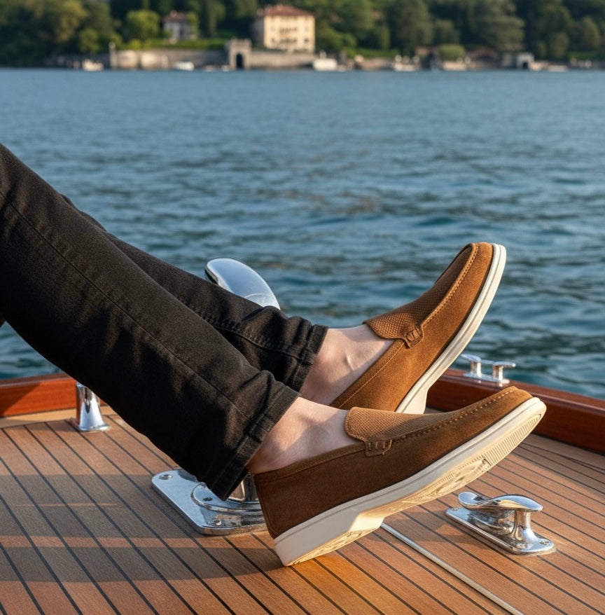 Old Money Mocassin 091 Camoscio Marron Forato made in Italy