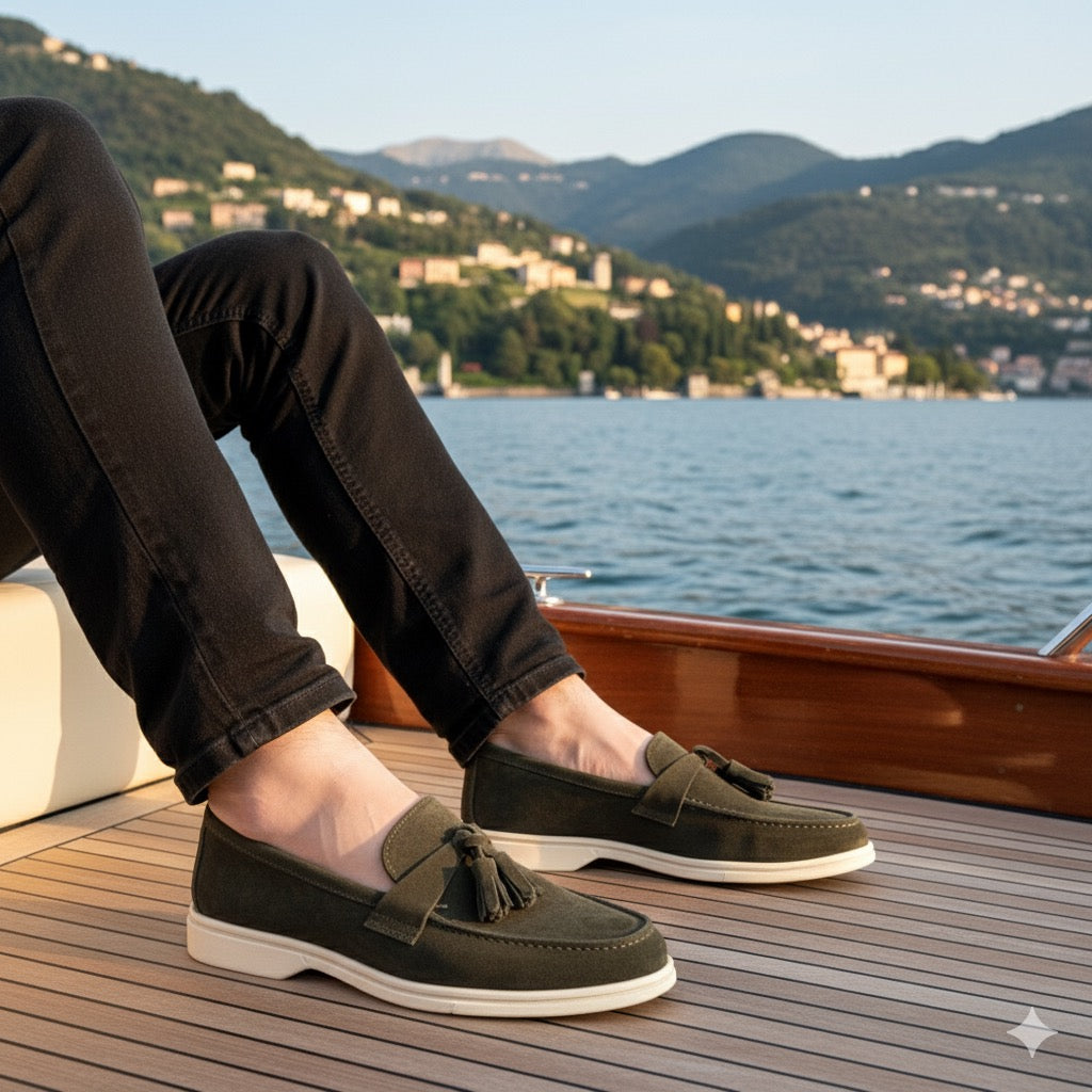 Old Money Mocassin 093 Camoscio Vert made in Italy