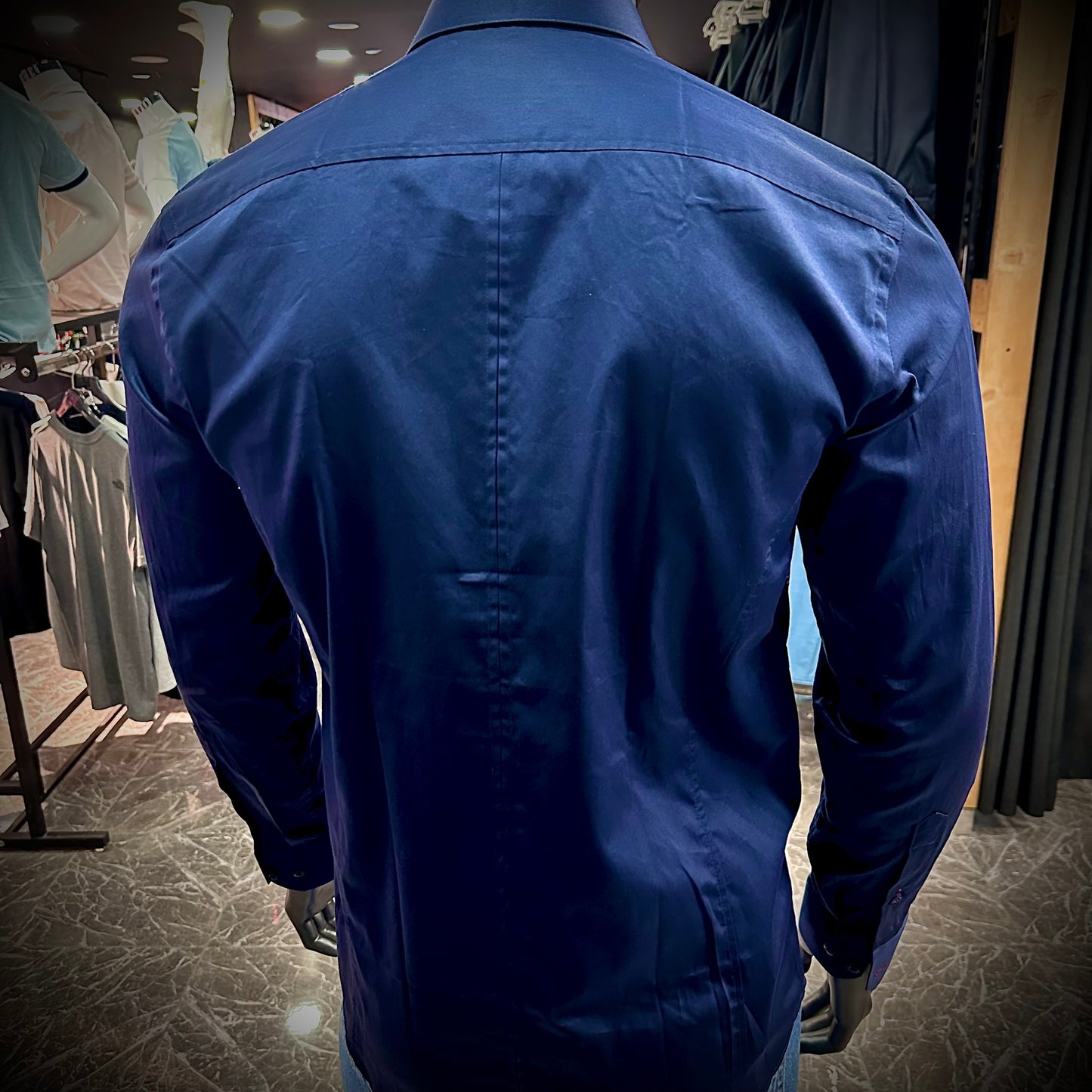 Baurotti Chemise Coton Satiné Made in Italy Bleu Roi