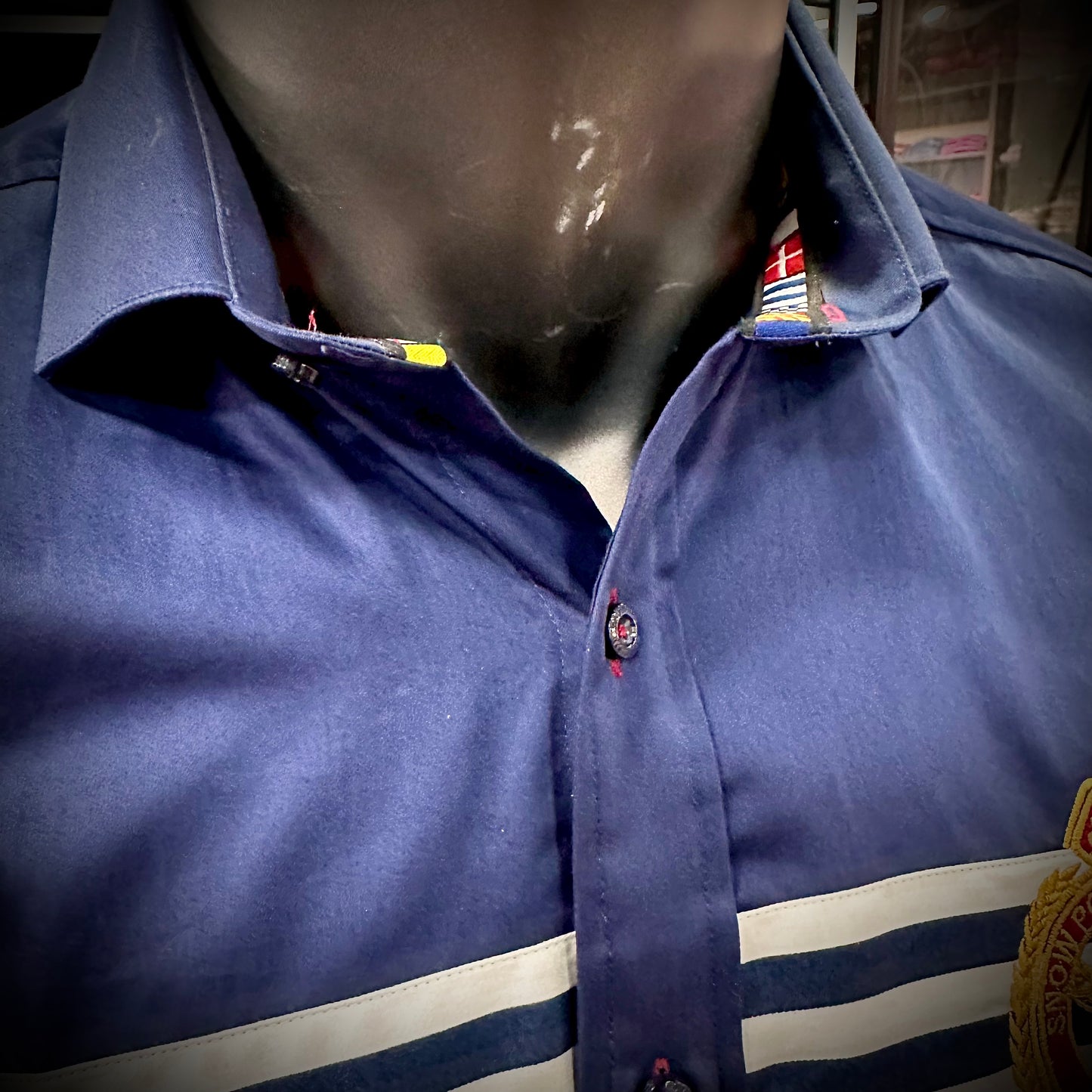 Baurotti Chemise Coton Satiné Made in Italy Bleu Roi