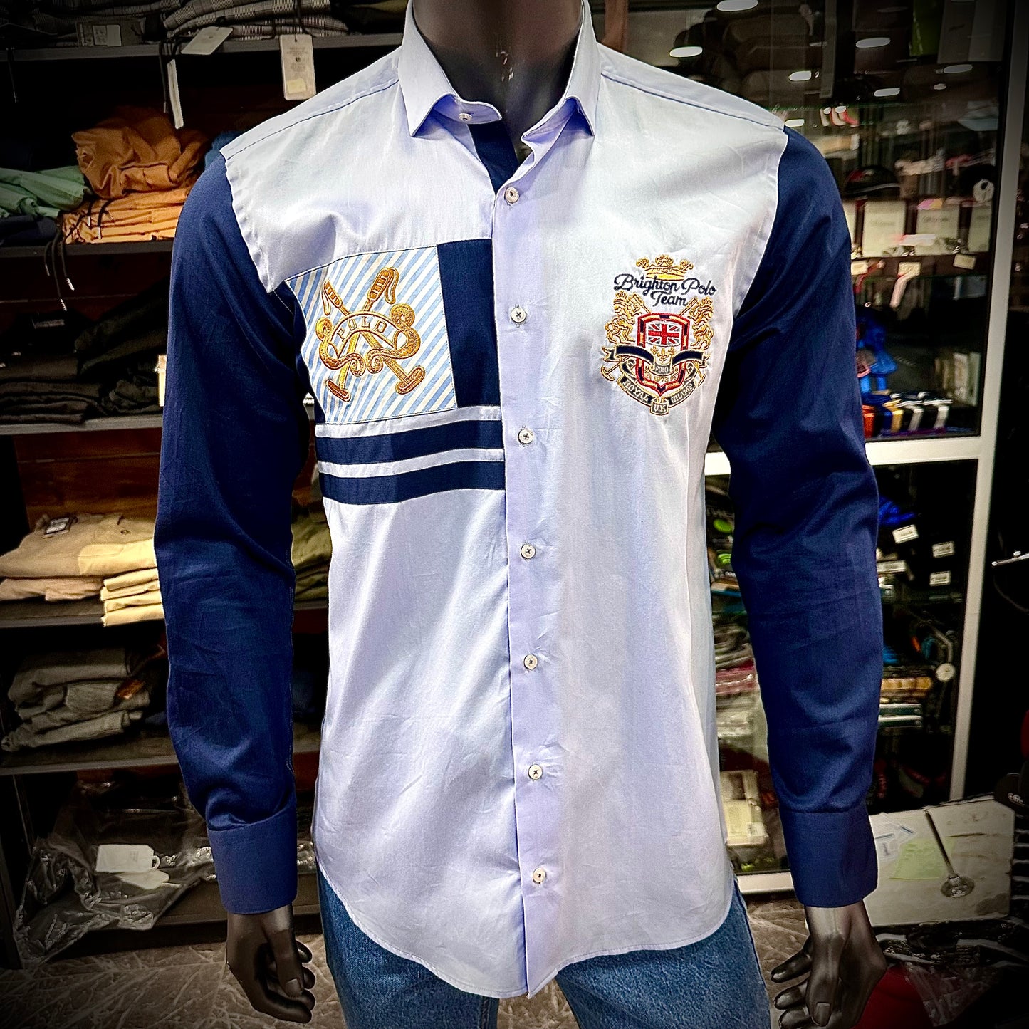 Baurotti Chemise Coton Satiné Made in Italy Blue