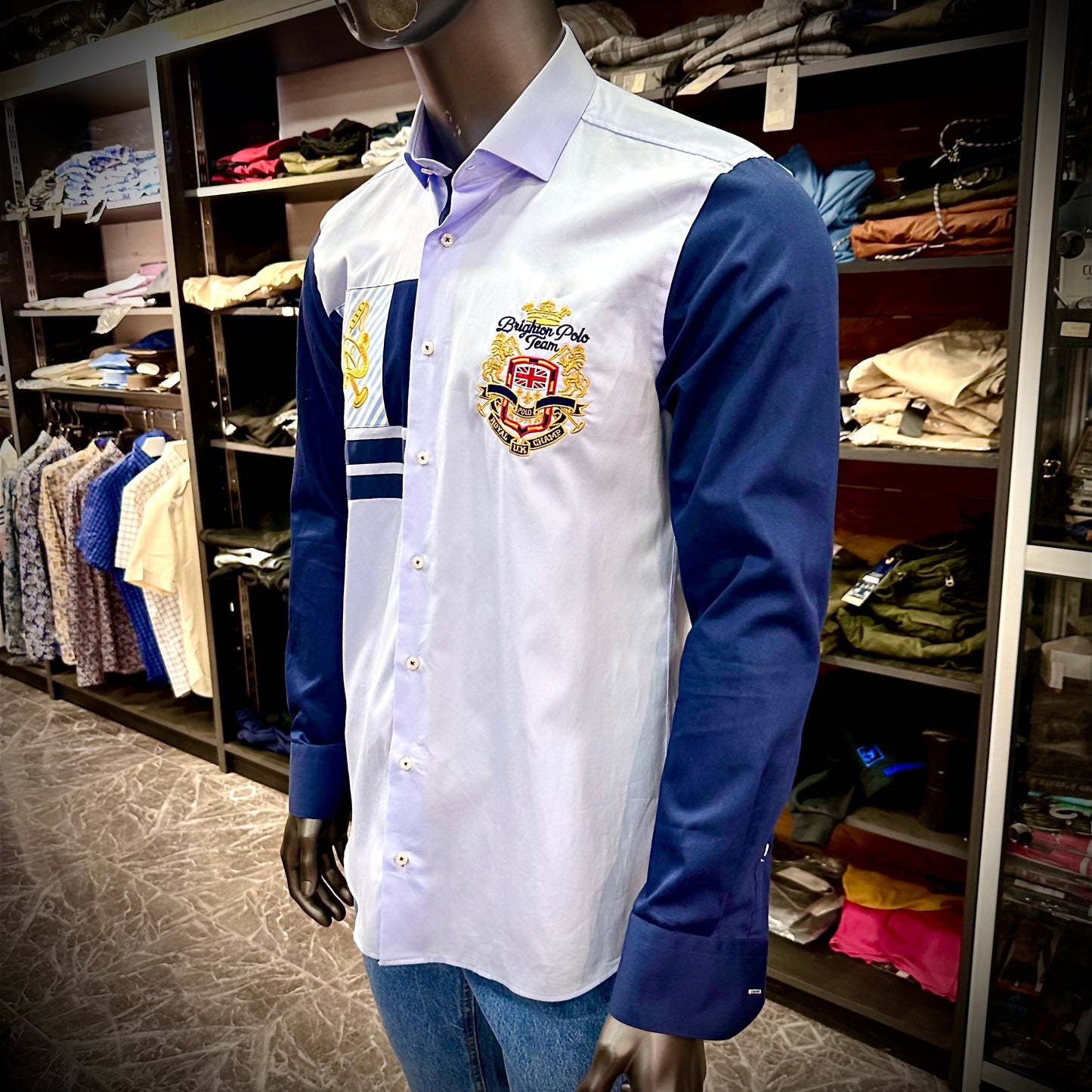 Baurotti Chemise Coton Satiné Made in Italy Blue