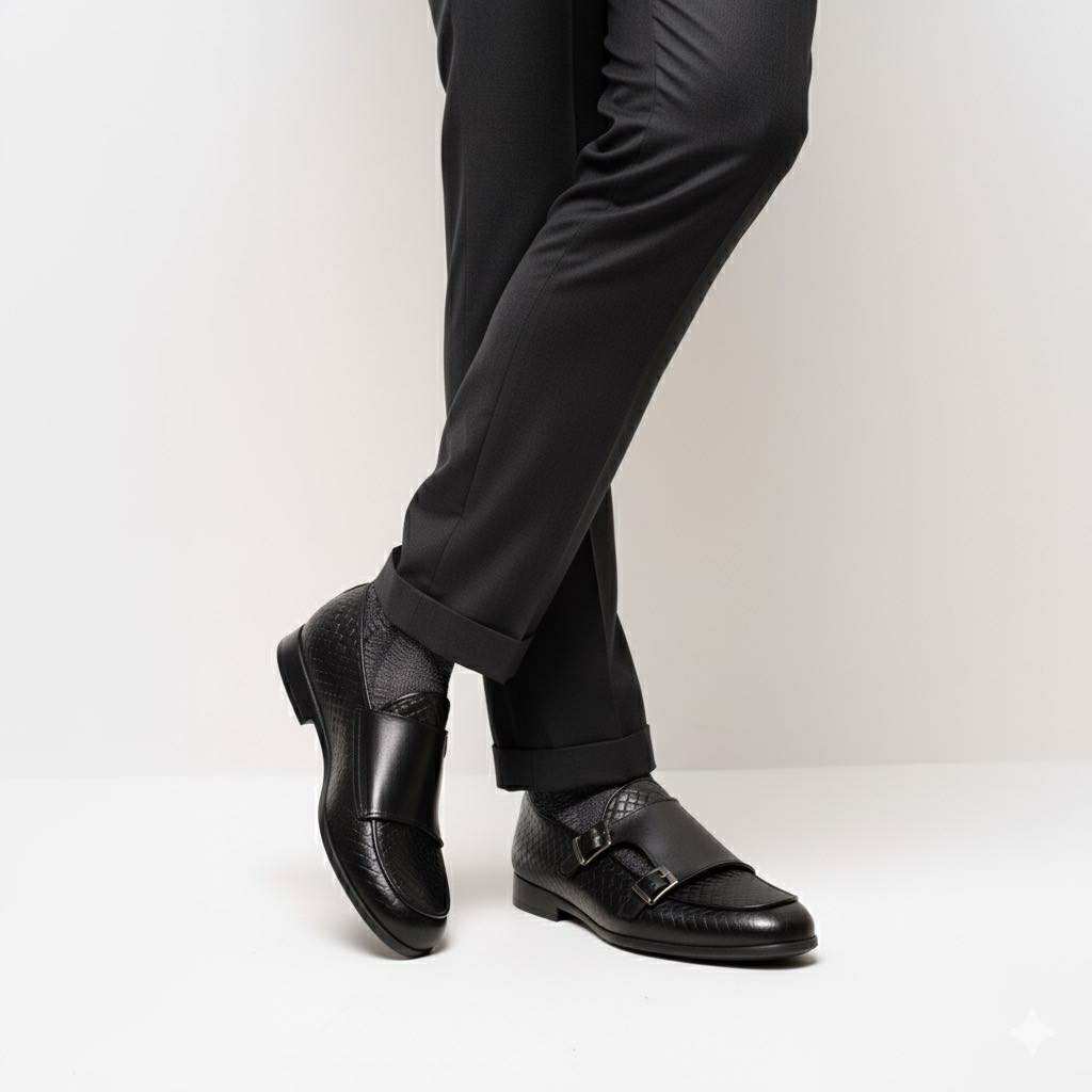 Monk doppia fibbia Nero Made in Italy