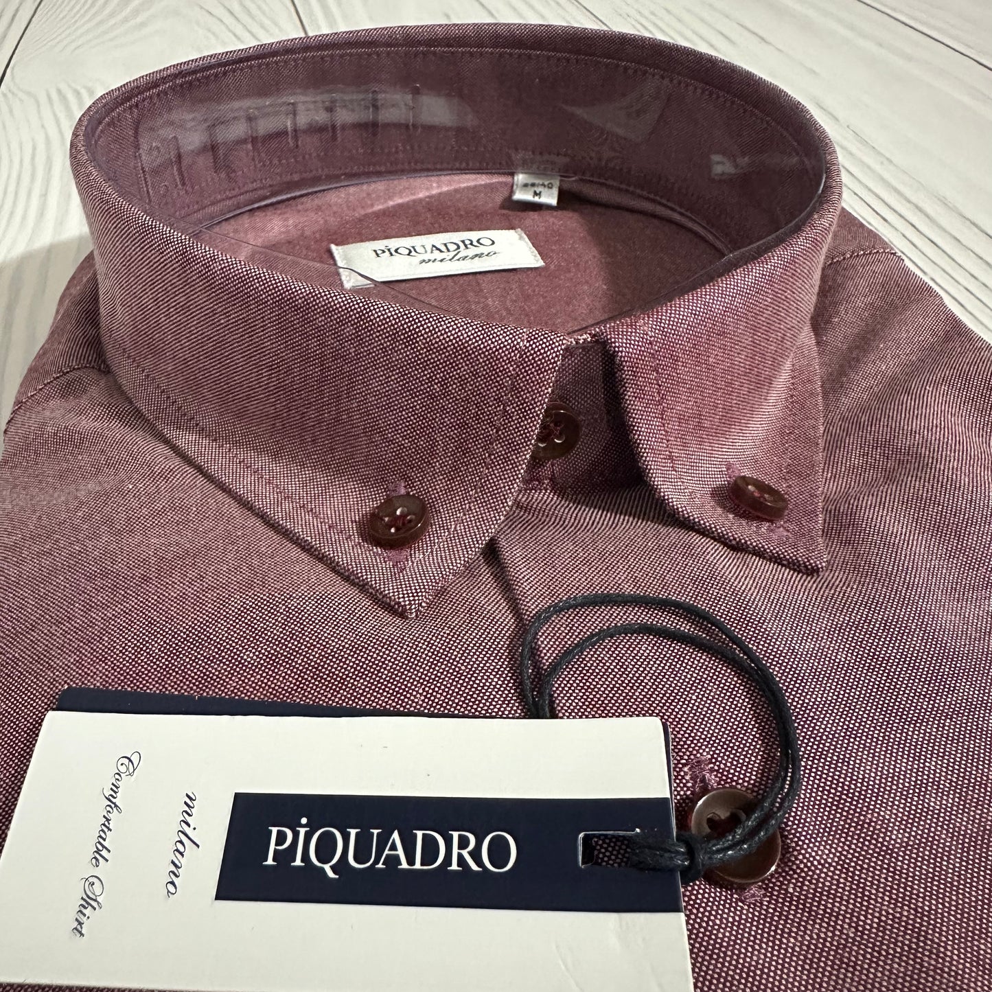 Chemise Piquadro Milano Prune avec bouton sur col