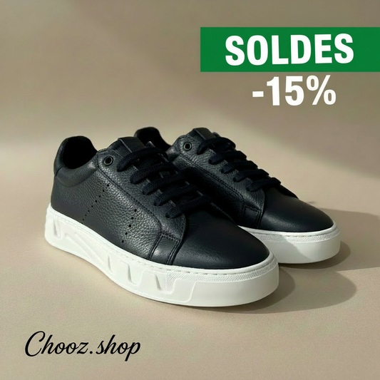 Bannière soldes baskets noires -15%