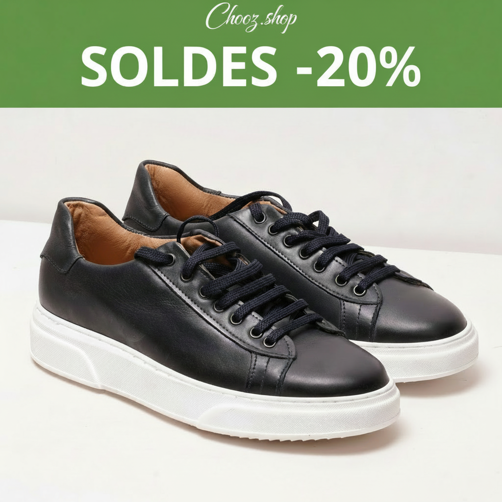 Bannière soldes baskets noires -20%
