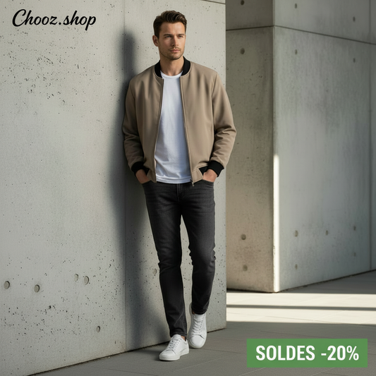 Bannière soldes bomber taupe lifestyle -20%