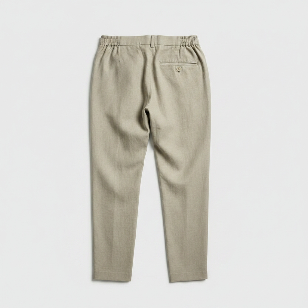 Beige Greige Linen Pants Flat Back