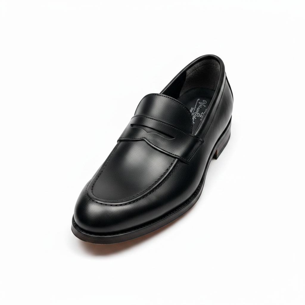 Black Penny Loafer Front 3/4