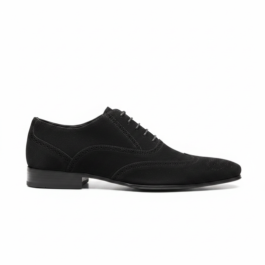 Black Suede Brogue Derby Sole