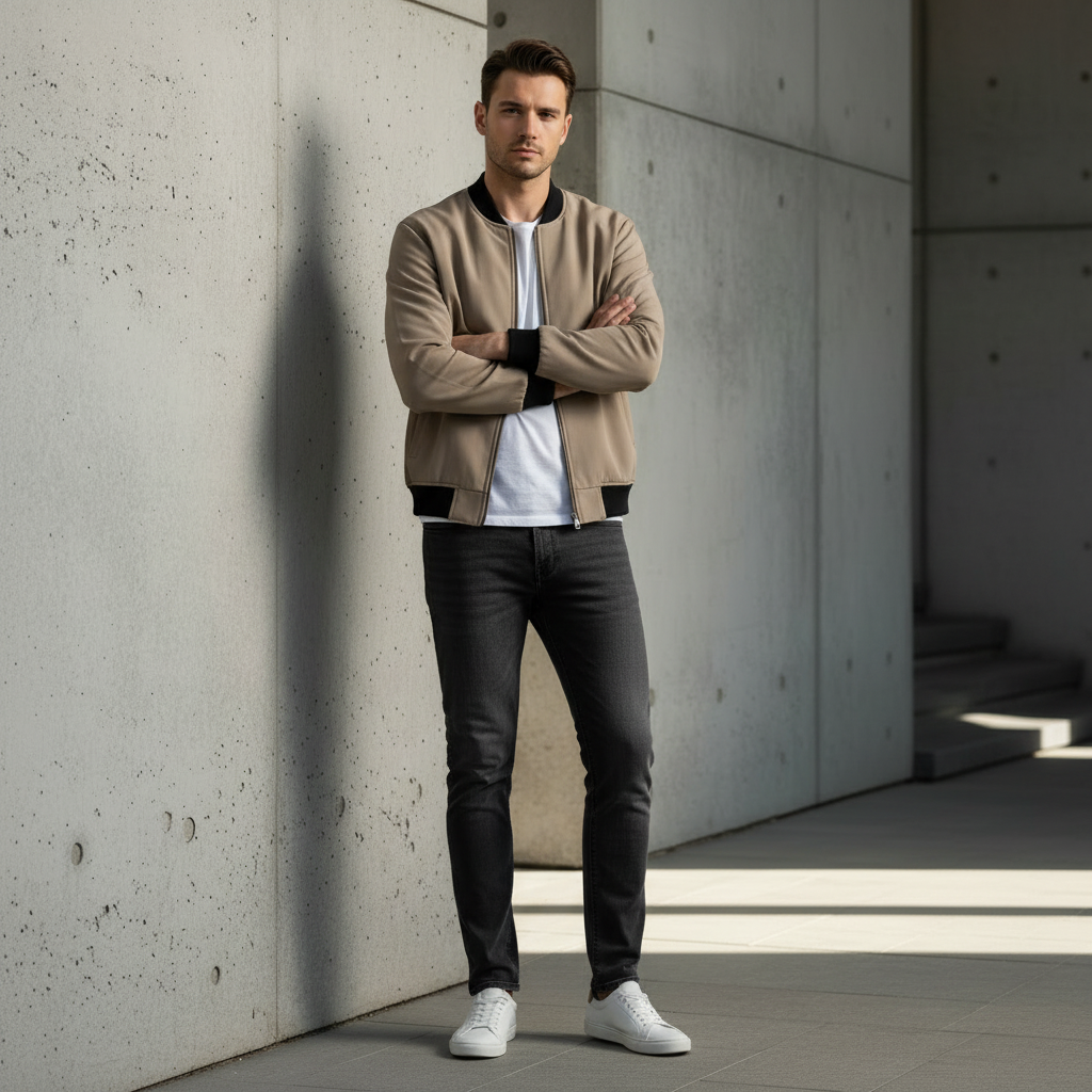 Bomber marron taupe bras croisés