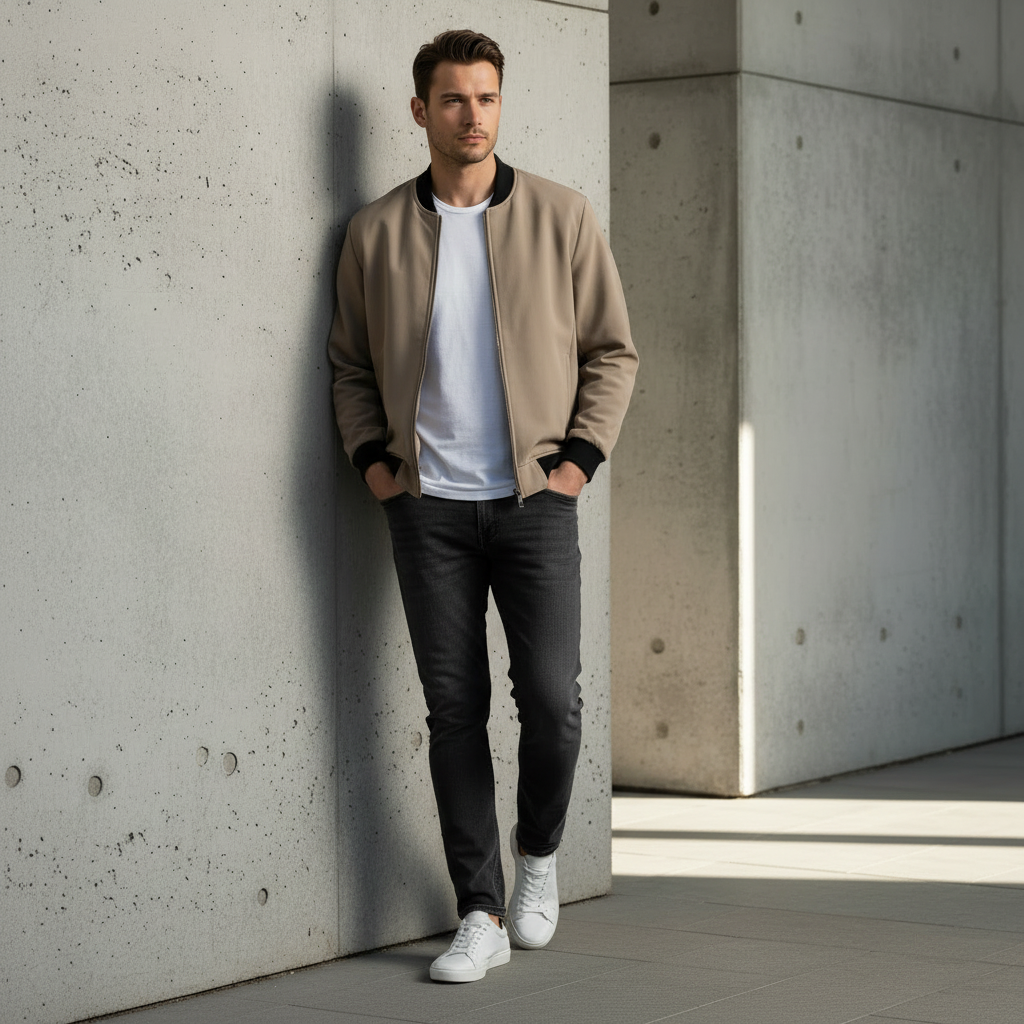 Bomber marron taupe en marche