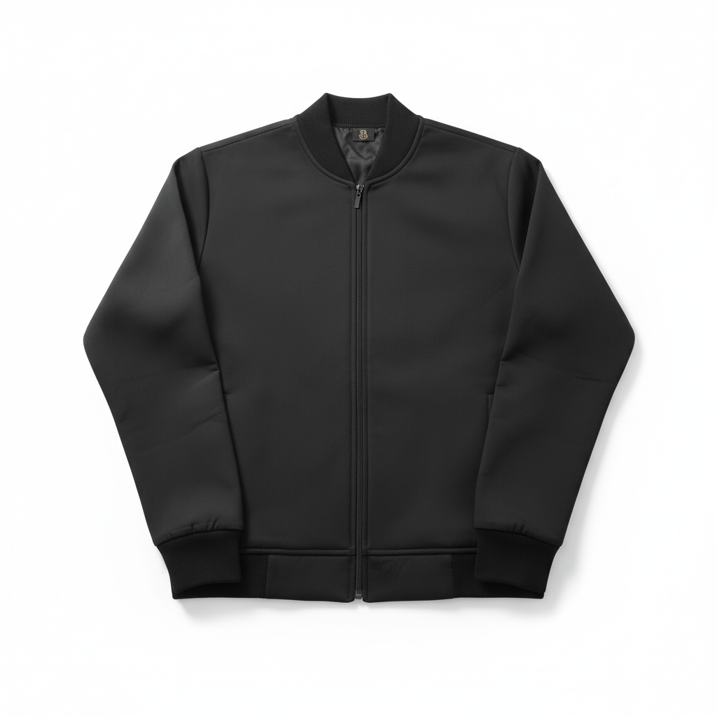 Bomber noir flat lay carré