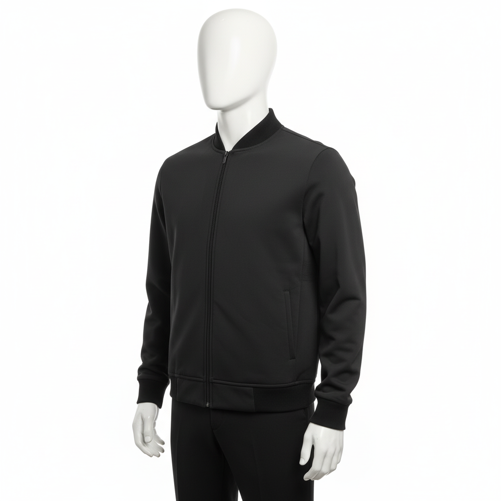 Bomber noir trois-quarts carré