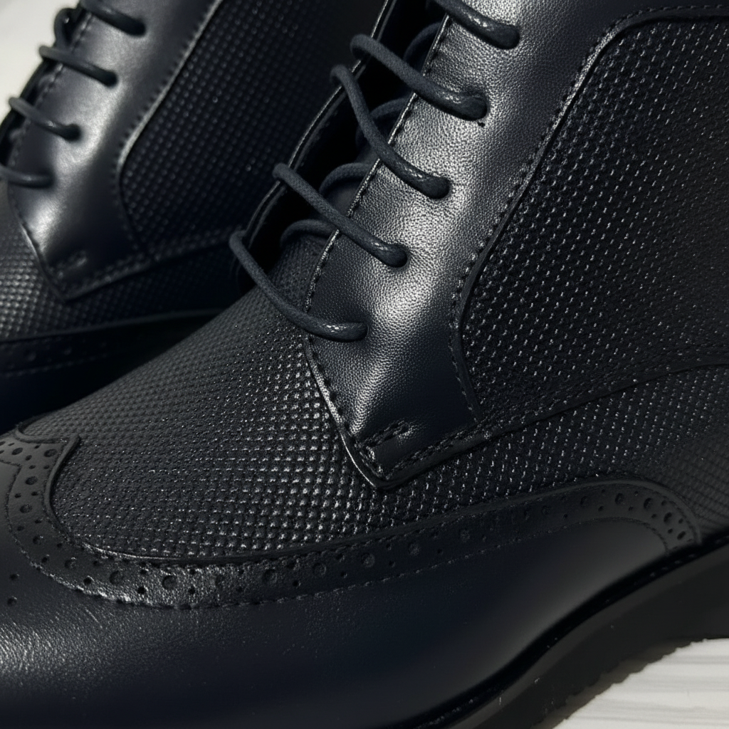 Boots bleu nuit détail beige