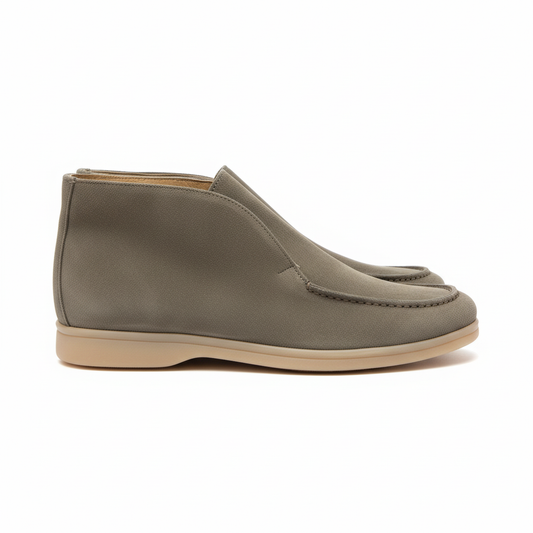 Boots daim beige - vue de profil