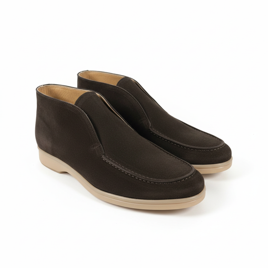 Boots daim noir - vue trois-quarts