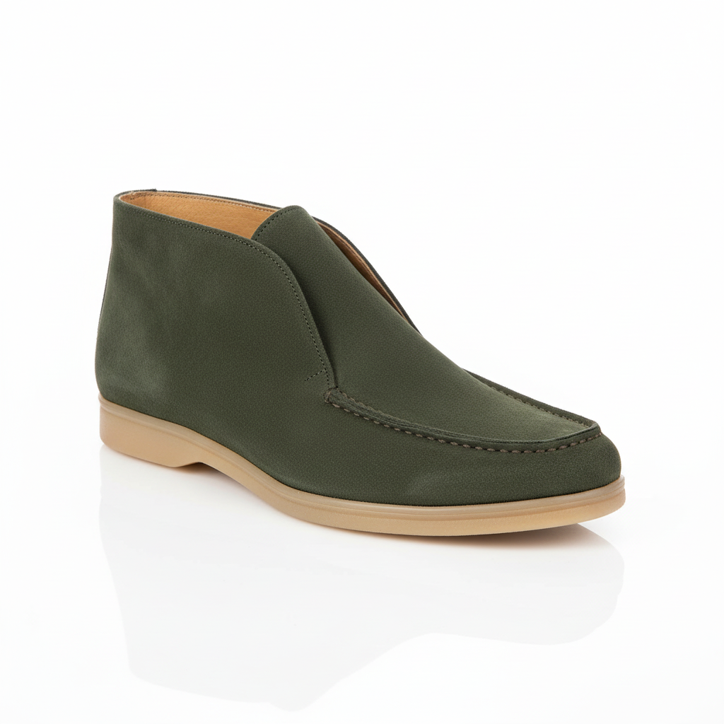 Boots daim vert kaki - vue trois-quarts
