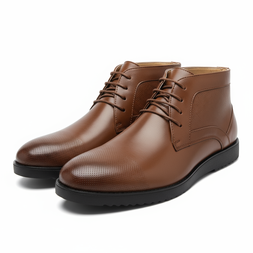 Boots marron fond blanc