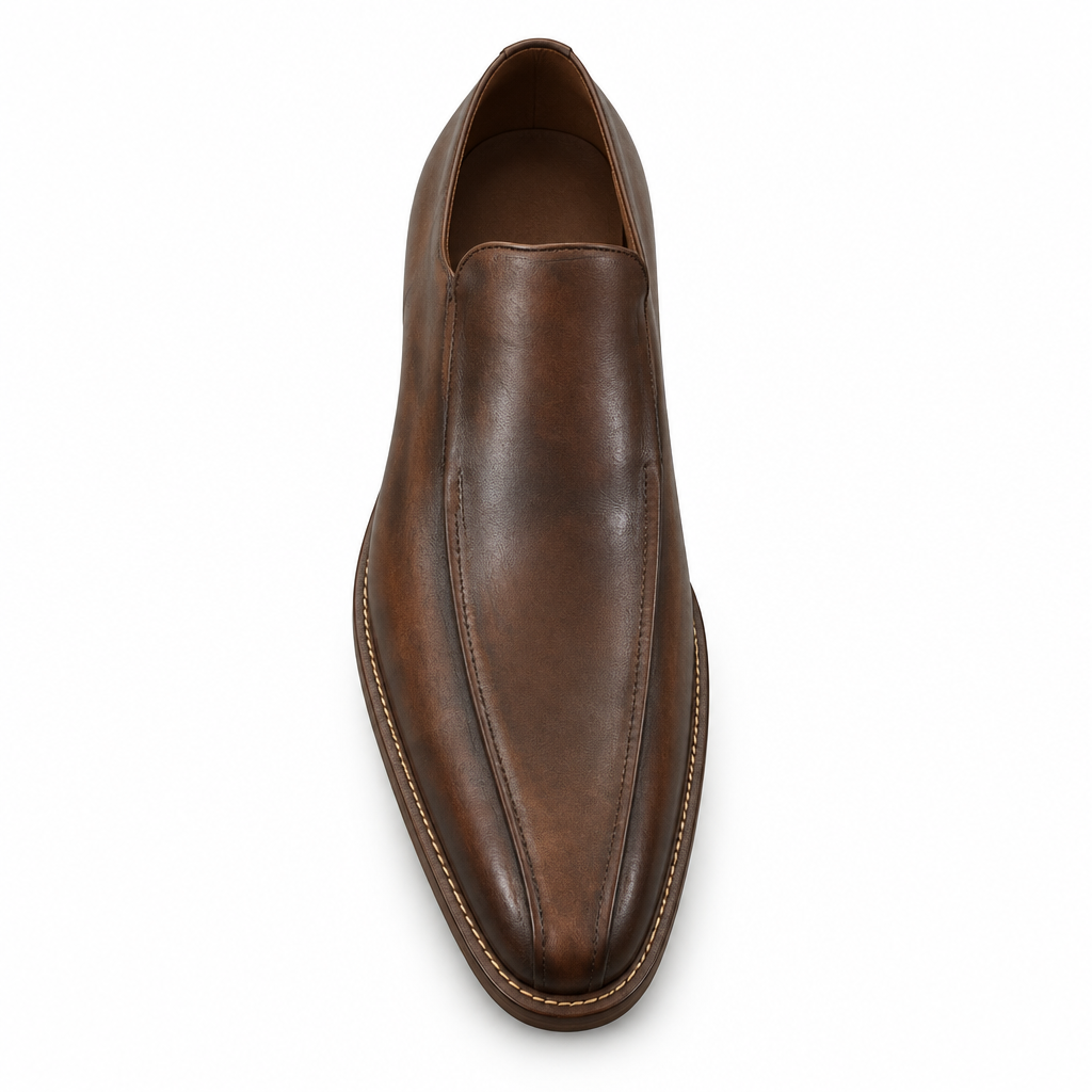 Chaussure brune, vue de dessus