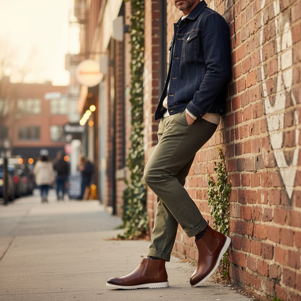 Chelsea boots lifestyle urbain mur