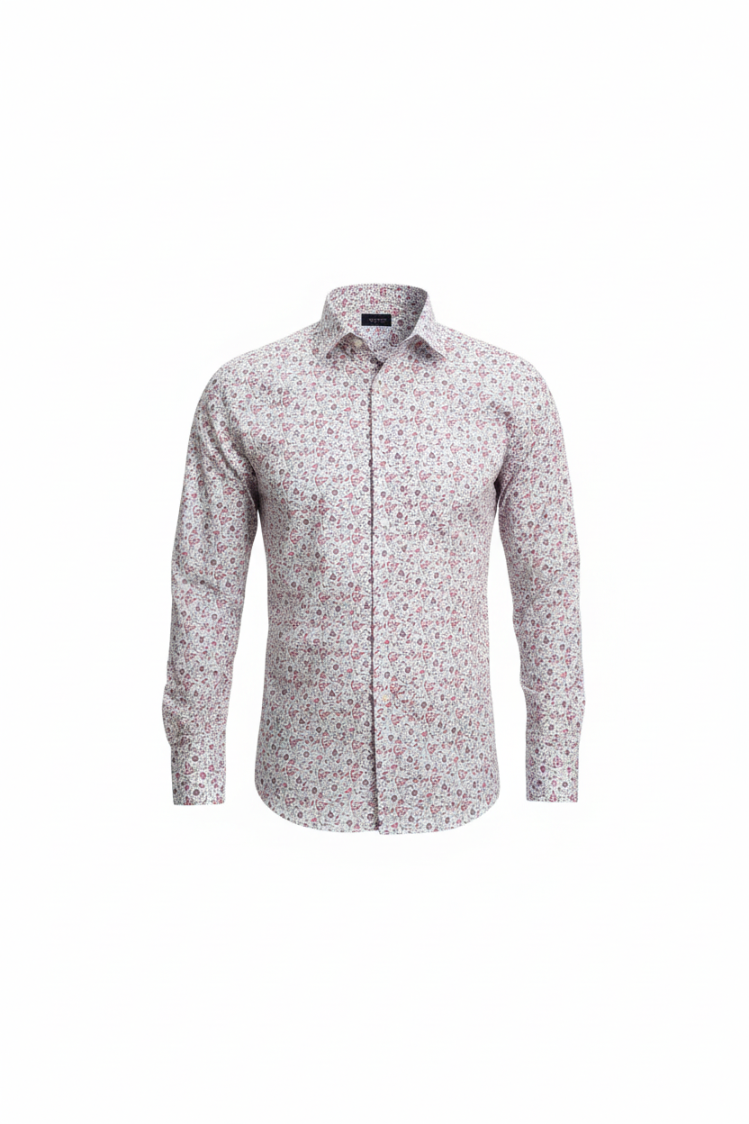 Chemise blanche florale vue de face