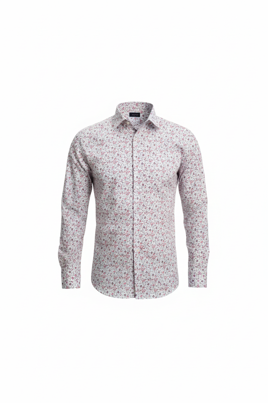Chemise blanche florale vue de face