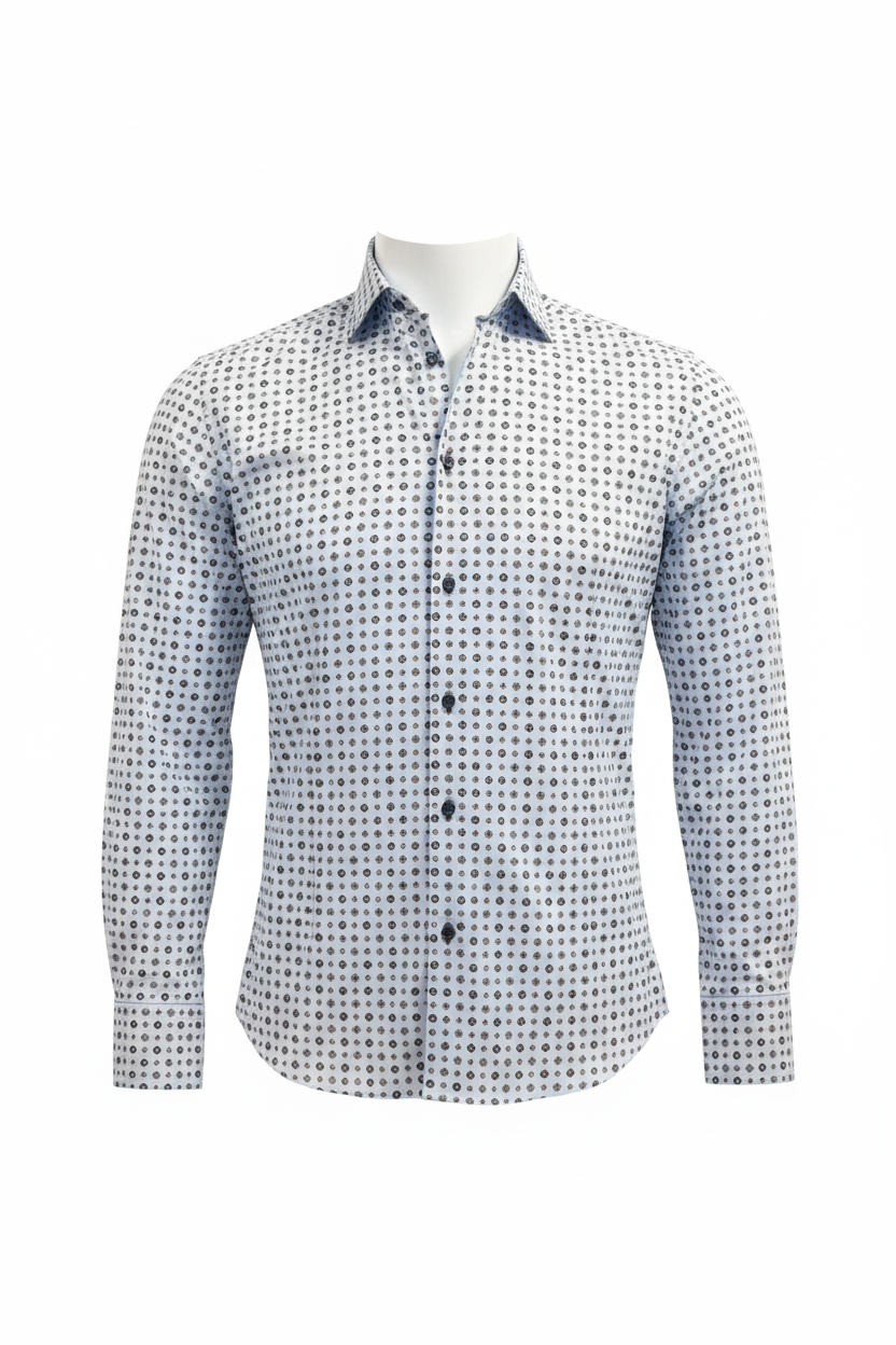 Chemise blanche motif géométrique vue de face