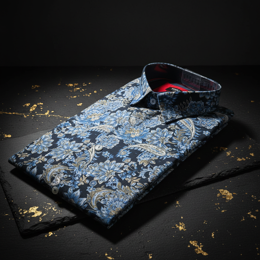 Chemise bleue sur ardoise