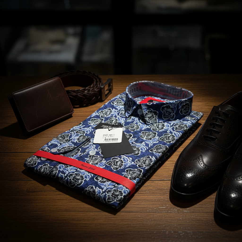Chemise bleue sur bois