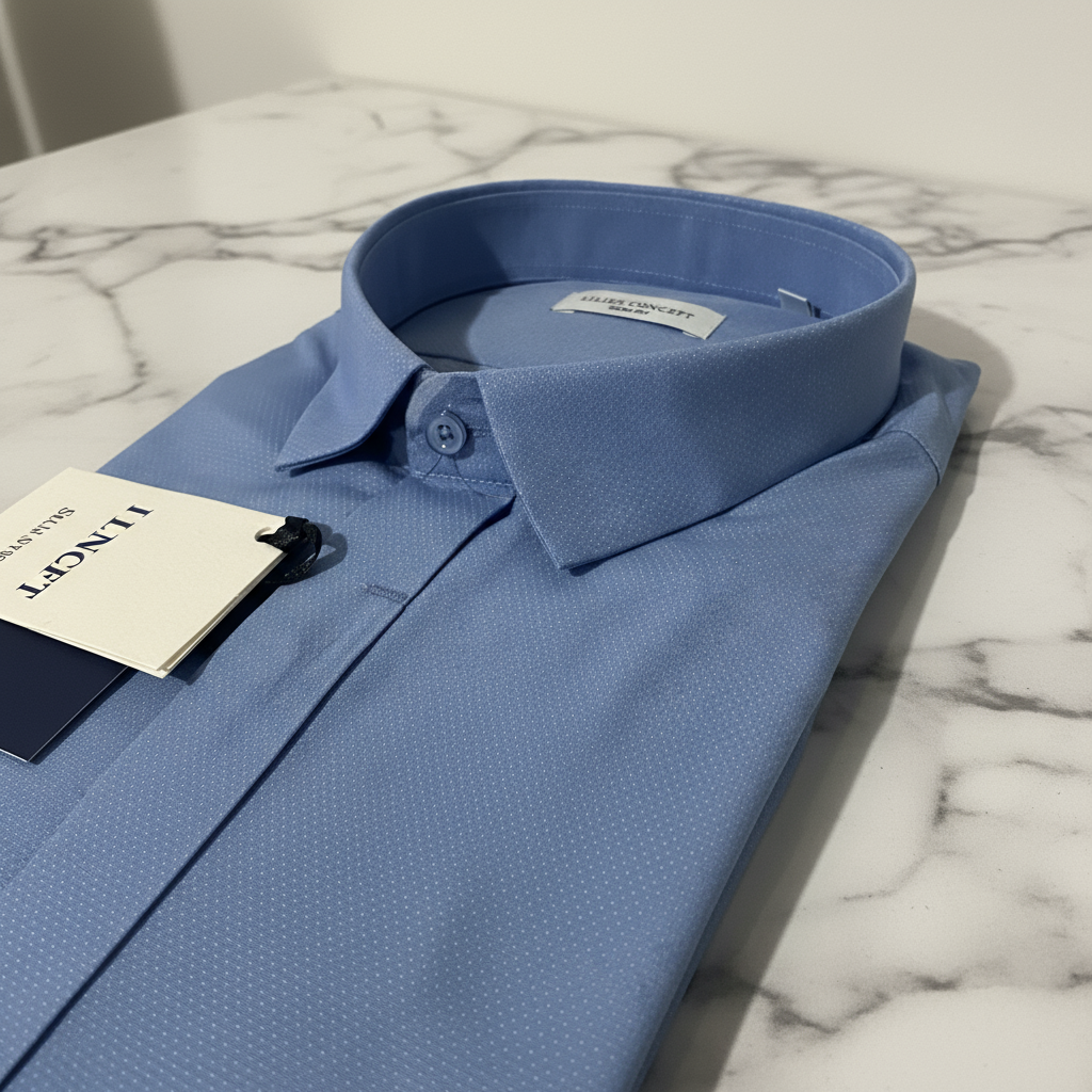 Chemise bleue sur fond classe