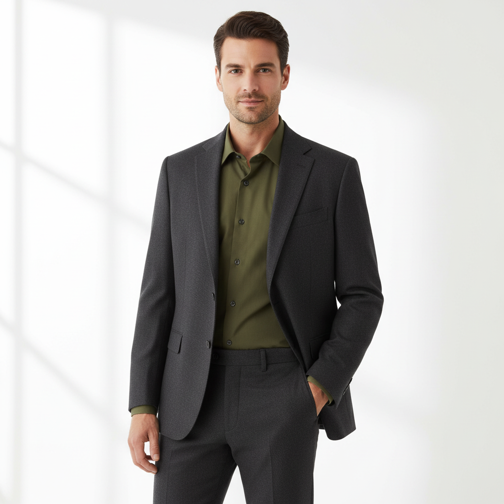 Chemise olive avec blazer