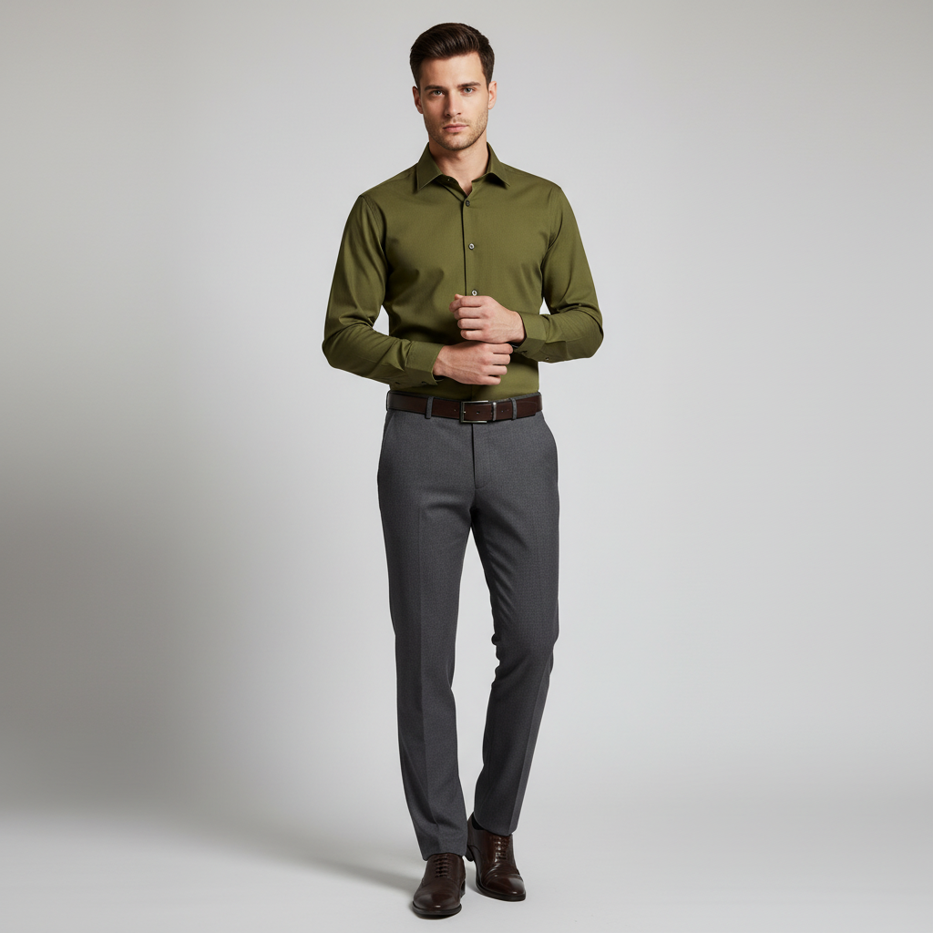 Chemise olive smart casual