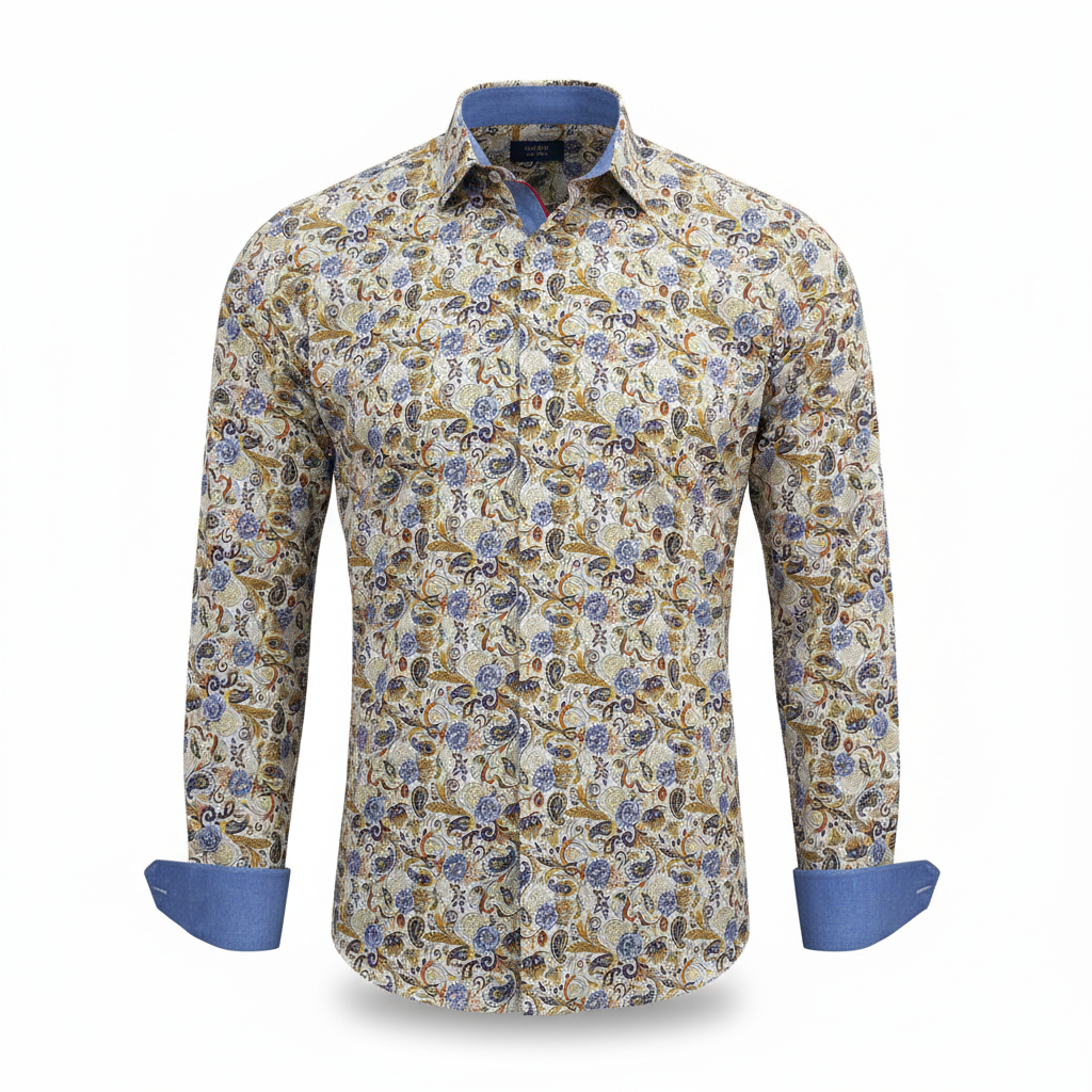 Chemise paisley beige vue de face