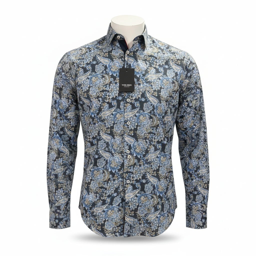 Chemise paisley grise vue de face